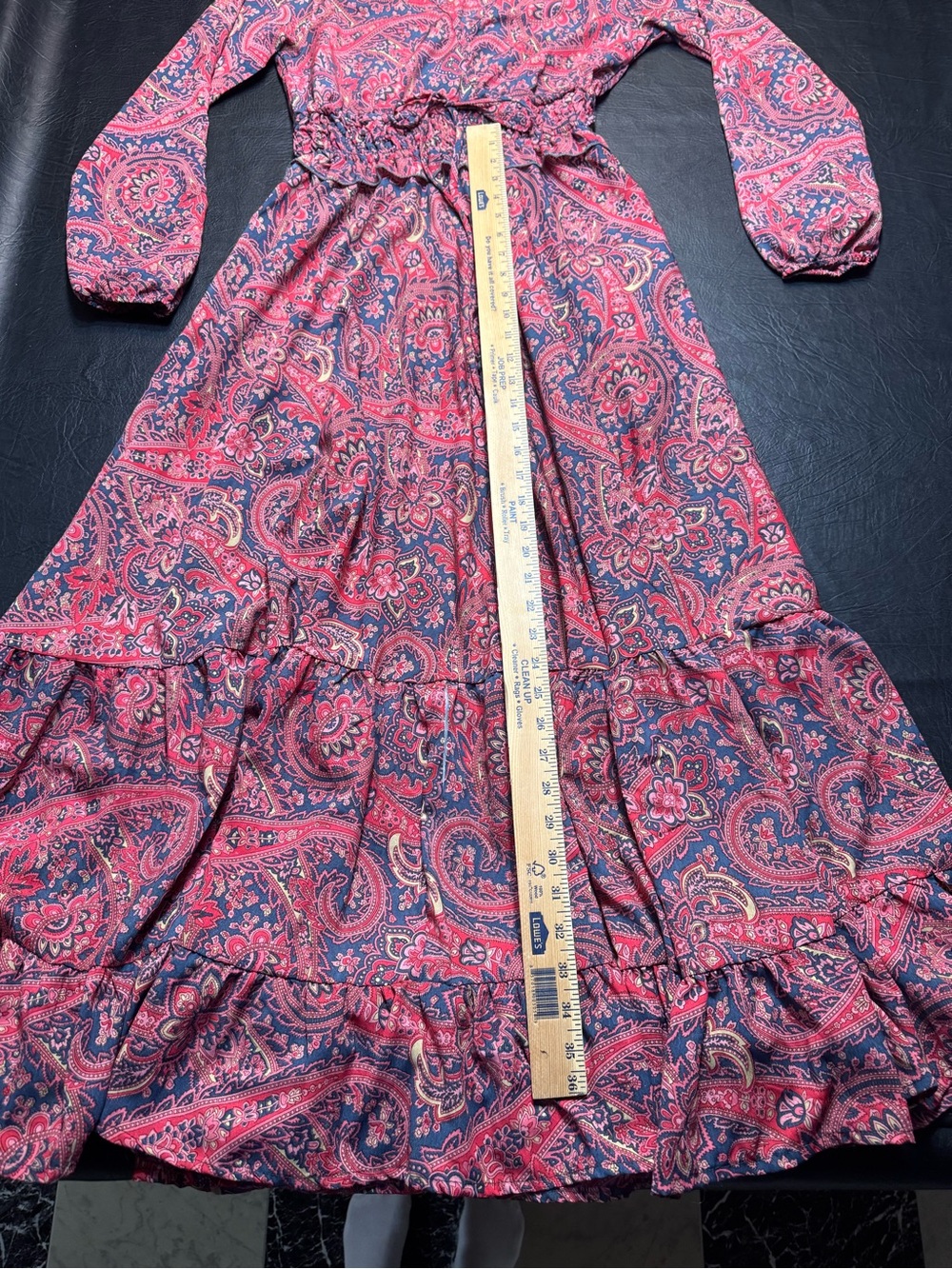 Boemo Paisley Boho Maxi Dress Small Pink Blue Smocked Waist Tiered Maxi Festival - Picture 4 of 7